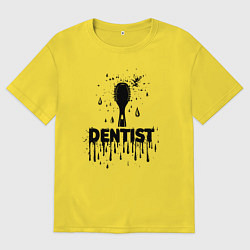 Футболка оверсайз мужская Стоматолог зубная щетка, цвет: желтый