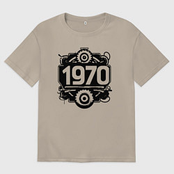 Футболка оверсайз мужская 1970-е эпоха механики и силы, цвет: миндальный