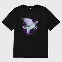 Футболка оверсайз мужская Центровой голубь мира, цвет: черный