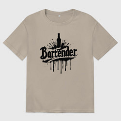 Мужская футболка оверсайз Бармен бутылка и бокалы
