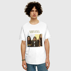 Футболка оверсайз мужская Nirvana band foto, цвет: белый — фото 2