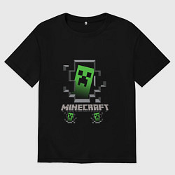 Футболка оверсайз мужская Minecraft крипер, цвет: черный