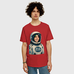 Футболка оверсайз мужская Билли Айлиш космонавт, цвет: красный — фото 2