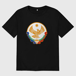 Футболка оверсайз мужская Дагестан герб, цвет: черный