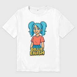 Футболка оверсайз мужская Билли Айлиш мультяшка, цвет: белый