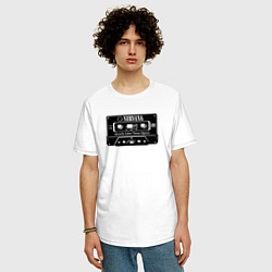 Футболка оверсайз мужская Нирвана аудиокассета, цвет: белый — фото 2