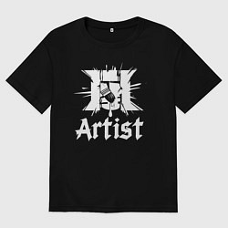 Футболка оверсайз мужская Художник логотип с кистью, цвет: черный
