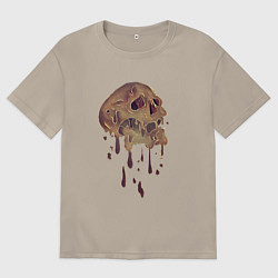 Футболка оверсайз мужская Плавящийся череп, цвет: миндальный