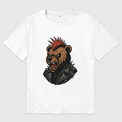 Мужская футболка оверсайз Медведь панк