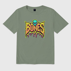 Футболка оверсайз мужская Bones стекающая краска, цвет: авокадо