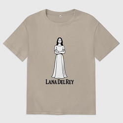 Футболка оверсайз мужская Lana Del Rey нарисованная черными линиями, цвет: миндальный