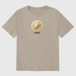 Футболка оверсайз мужская Стас Пельмень, цвет: миндальный