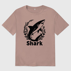 Футболка оверсайз мужская Акула в водрослях, цвет: пыльно-розовый