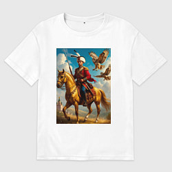 Мужская футболка оверсайз Казак на коне с совами