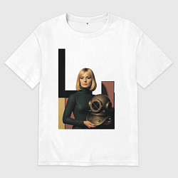 Мужская футболка оверсайз Девушки и старый водолазный шлем ретрофутуризм поп