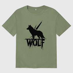Мужская футболка оверсайз Волк на страже