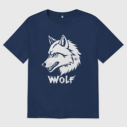 Мужская футболка оверсайз Волк с оскалом