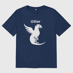 Футболка оверсайз мужская Крылатая выдра, цвет: тёмно-синий