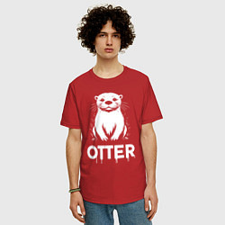 Футболка оверсайз мужская Выдра в стиле граффити, цвет: красный — фото 2