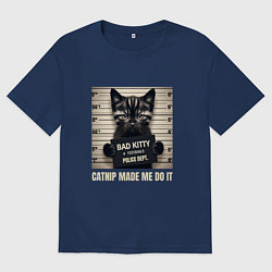 Футболка оверсайз мужская Bad Kitty, цвет: тёмно-синий