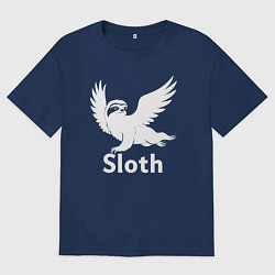 Футболка оверсайз мужская Летящий ленивец, цвет: тёмно-синий