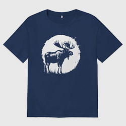 Мужская футболка оверсайз Лось в круге
