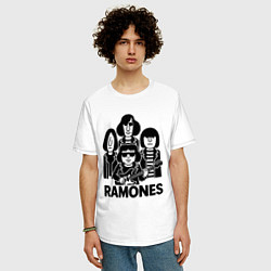 Футболка оверсайз мужская Ramones силуэты, цвет: белый — фото 2