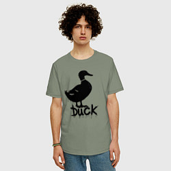 Футболка оверсайз мужская Граффити утка, цвет: авокадо — фото 2