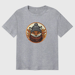 Футболка оверсайз мужская Осенний лис, цвет: меланж