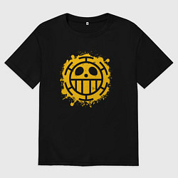 Футболка оверсайз мужская Пираты сердца - веселый роджер, цвет: черный