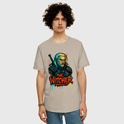 Футболка оверсайз мужская Ведьмак граффити, цвет: миндальный — фото 2