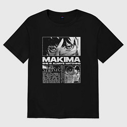 Футболка оверсайз мужская Макима демон контроля, цвет: черный