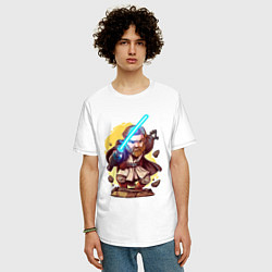 Футболка оверсайз мужская Звёздные войны: Оби-Ван Кеноби - арт, цвет: белый — фото 2