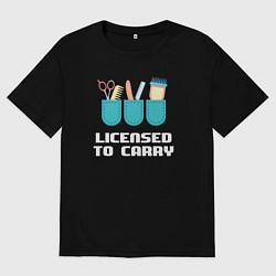 Футболка оверсайз мужская Лицензия на перевозку - парикмахеру, цвет: черный