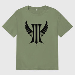 Футболка оверсайз мужская Крылья и буква И, цвет: авокадо