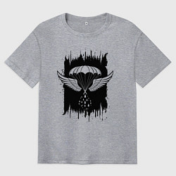 Футболка оверсайз мужская Крылья ВДВ и капли, цвет: меланж