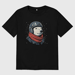 Футболка оверсайз мужская Мишка авиатор, цвет: черный