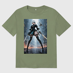 Мужская футболка оверсайз Тип 2 с дроидом готовая к битве