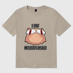 Футболка оверсайз мужская Некоарк - Neco Arc - I eat microplastic - anime me, цвет: миндальный