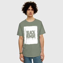 Футболка оверсайз мужская Чёрный юмор в подтёках, цвет: авокадо — фото 2