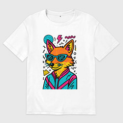 Футболка оверсайз мужская Лиса поп арт, цвет: белый