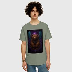 Футболка оверсайз мужская Духовный медведь, цвет: авокадо — фото 2