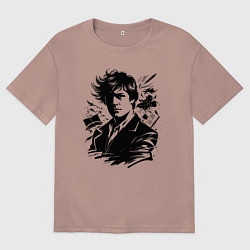 Футболка оверсайз мужская Есенин вихрь ветра, цвет: пыльно-розовый