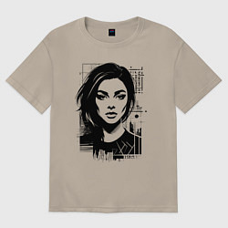 Футболка оверсайз мужская Саша Грей в урбан стиле, цвет: миндальный