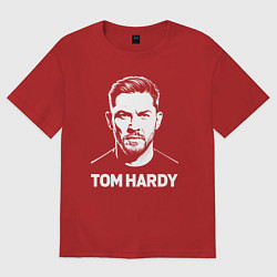 Футболка оверсайз мужская Том Харди белый портрет, цвет: красный