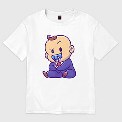 Футболка оверсайз мужская Малыш босс, цвет: белый