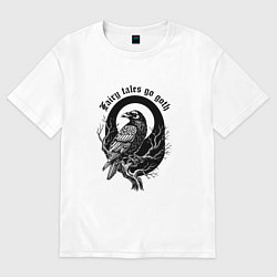 Футболка оверсайз мужская Готическая ворона сидит на ветке, цвет: белый