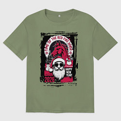 Мужская футболка оверсайз Красный огненный конь 2026