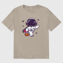 Футболка оверсайз мужская Космонавт с конфетками, цвет: миндальный