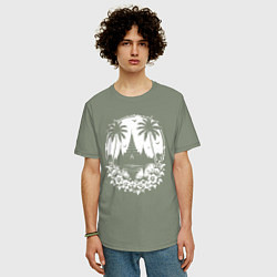 Футболка оверсайз мужская Тропический храм, цвет: авокадо — фото 2